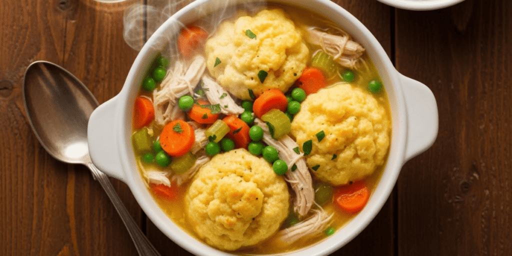 Bowl of Warm Chicken & Dumplings